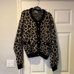 Chic Leopard Print Button Cardigan
